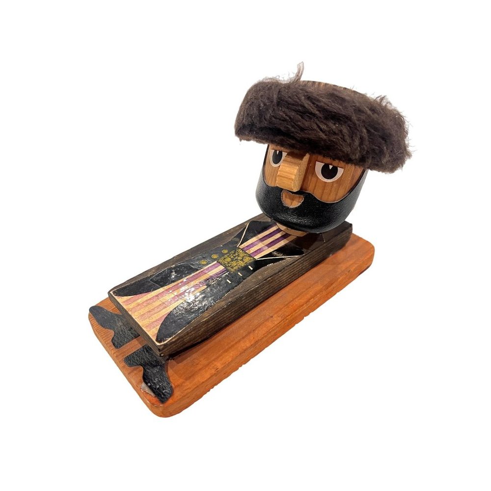 Vintage Studio Frank Meisler Wood Art Clip Holder Bobble Head